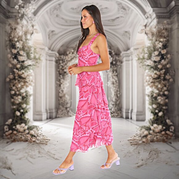 Show Me Your MuMu Cosmopolitan Candy Hearts Midi Dress Sleeveless Tiered Maxi XS - Picture 5 of 13